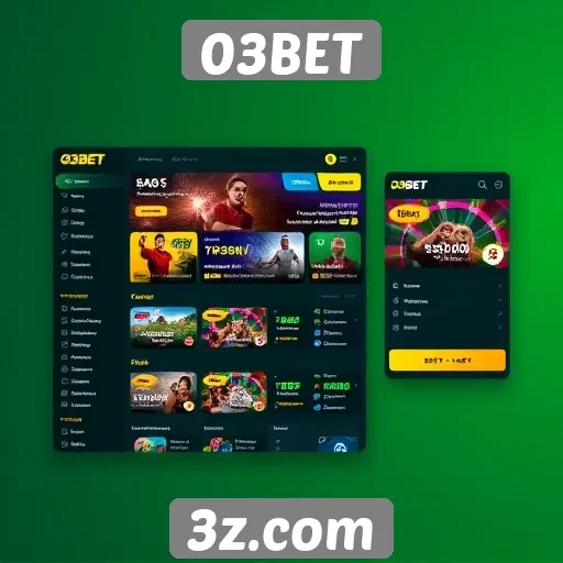 Interface do site 03BET é intuitiva e responsiva